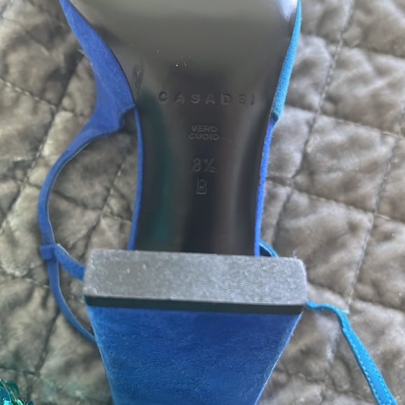 Cobalt multi blue suede sling back heels - Picture 7 of 7